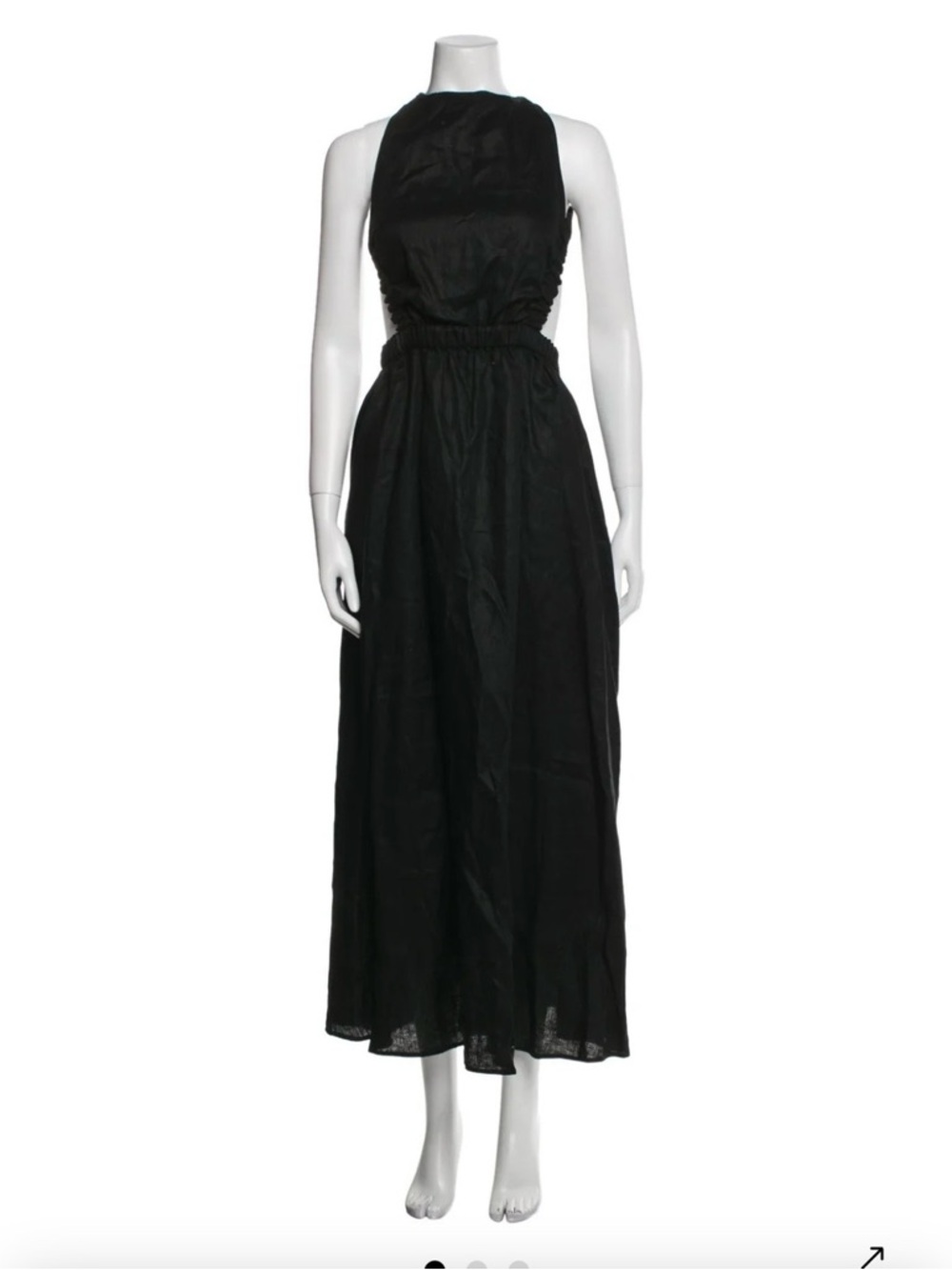 SIR. the label black linen midi backless dress